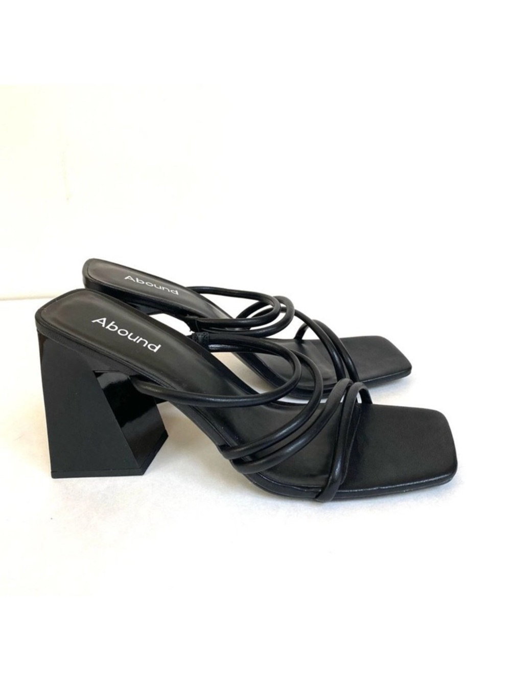 ABOUND Austyn Square Toe Strappy Black Sandal Sculptural Heel Size 10 NWOT - Picture 4 of 9